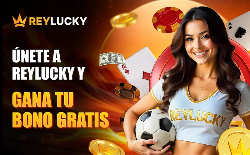 Arte promocional de rey lucky con fichas, cartas y balón de futbol